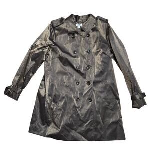 New JOAN RIVERS TRENCH COAT Double Breasted Brown Gold w/Belt Size XL Snakeskin